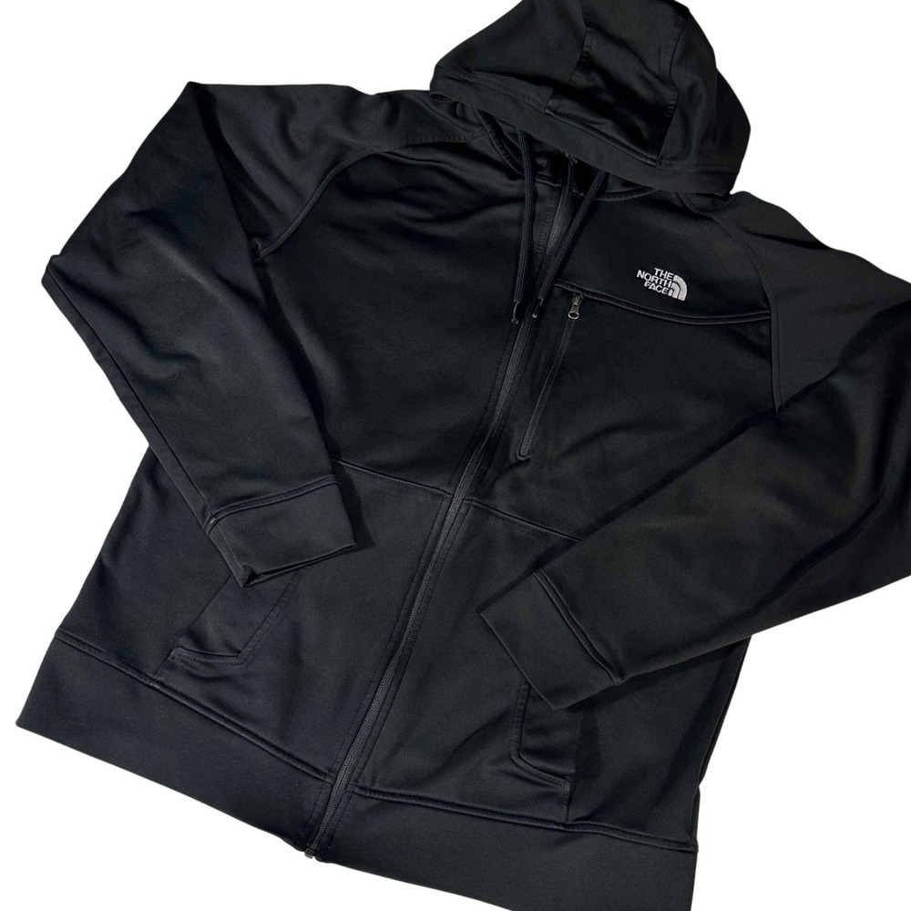 The North Face Full Zip Hoodie Mens Large Black Fleece Lined Activewear Jacket